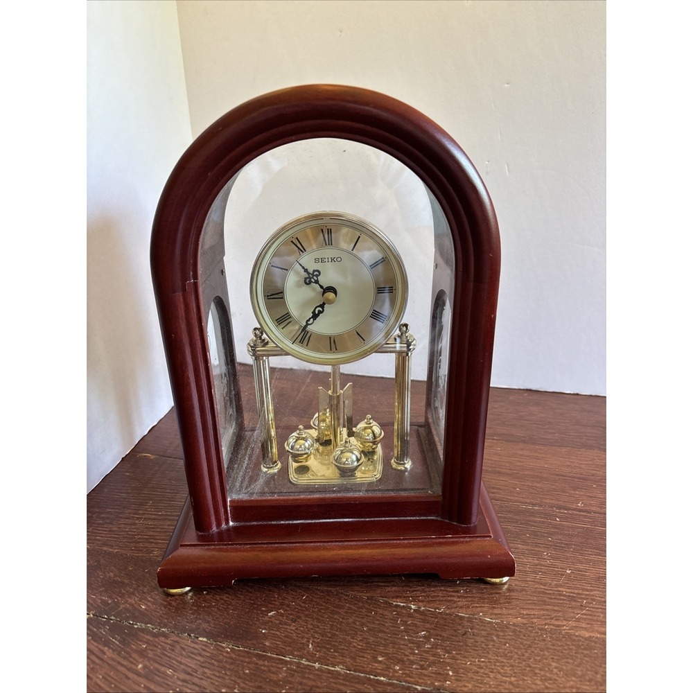 Collector's Seiko Rotary Pendulum Mantel Clock‎ QXG333BL Keeps Time - Parts